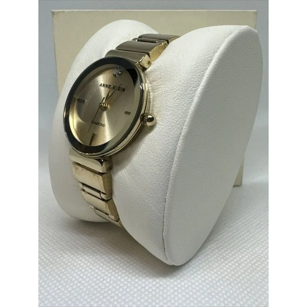 Anne Klein Diamond AK2434 Womens Gold Metal Strap Analog Dial Quartz Watch YAY48